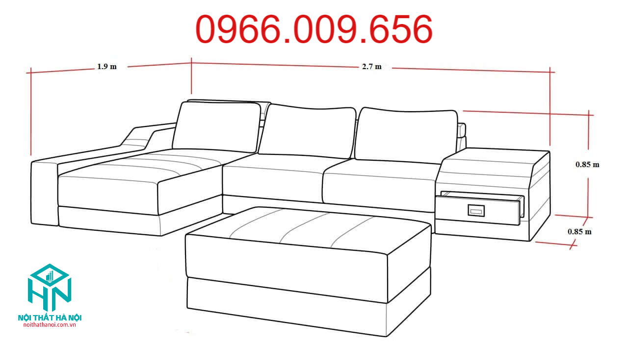 Các loại kích thước sofa chữ L phổ biến
